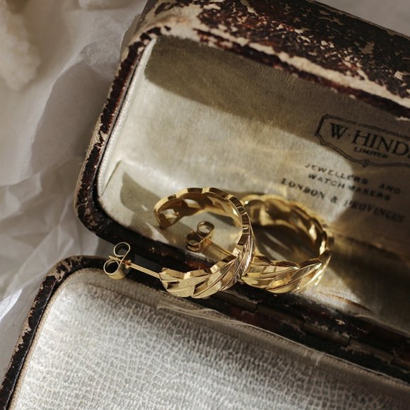 NEW 18K Gold Plated Braided Round Hoop Earrings 0 - Picture 6 of 10